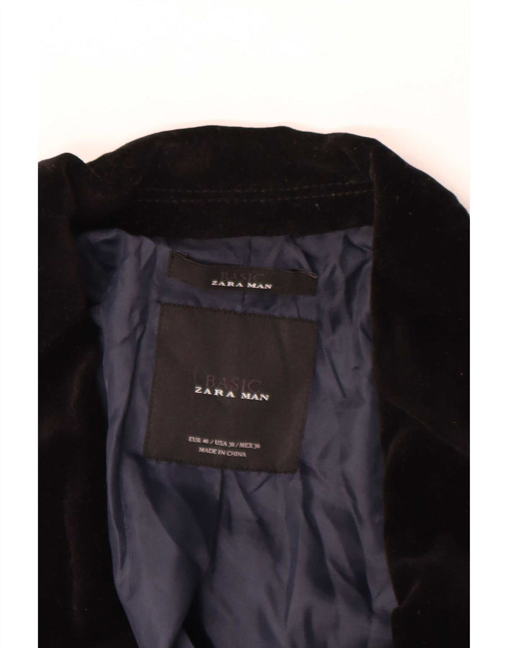 Zara Ανδρικό βελούδινο σακάκι μπλέιζερ με 2 κουμπιά EU 46 Small μαύρο βαμβακερό
