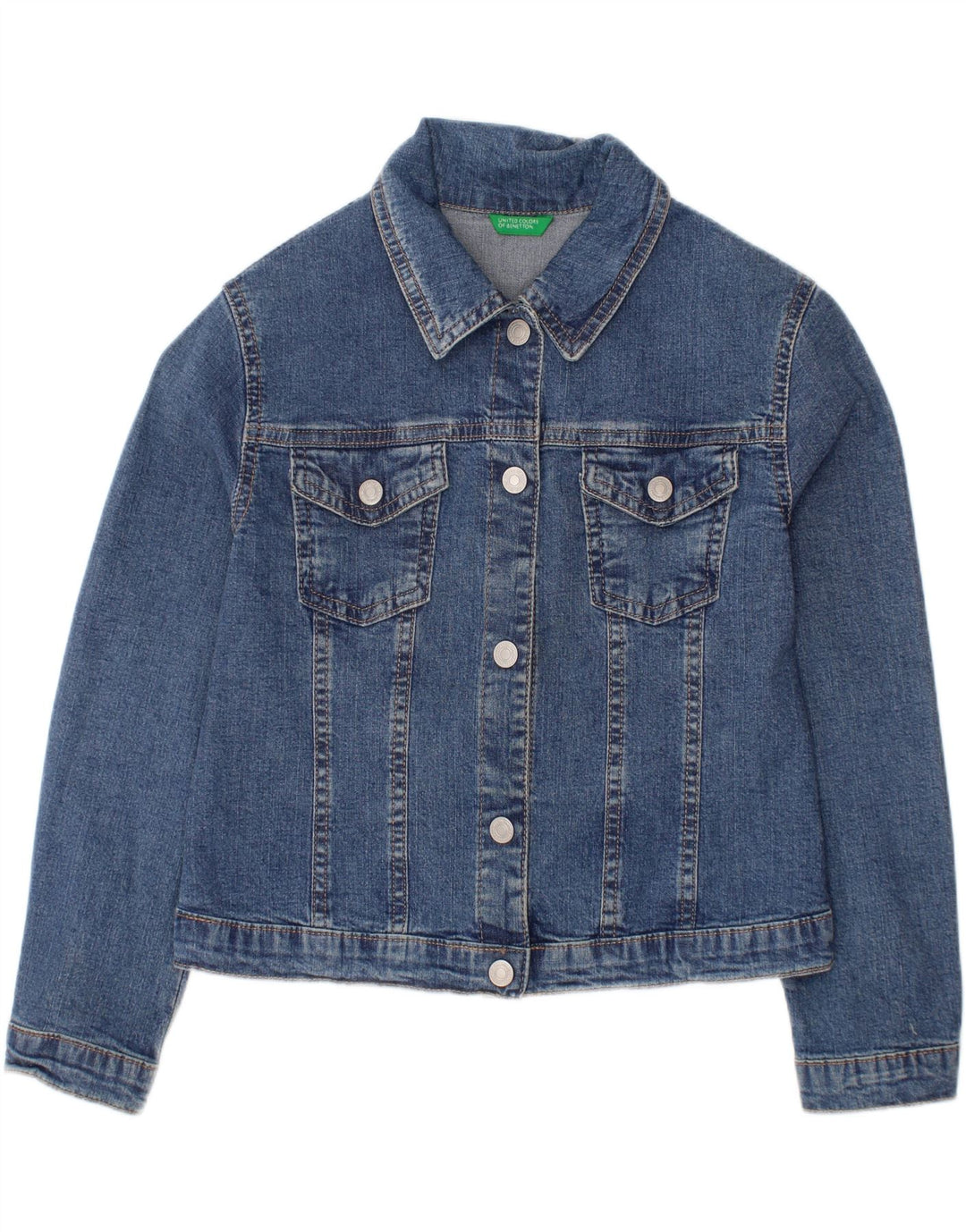 BENETTON Boys Denim Jacket 5-6 ετών Small Blue Cotton