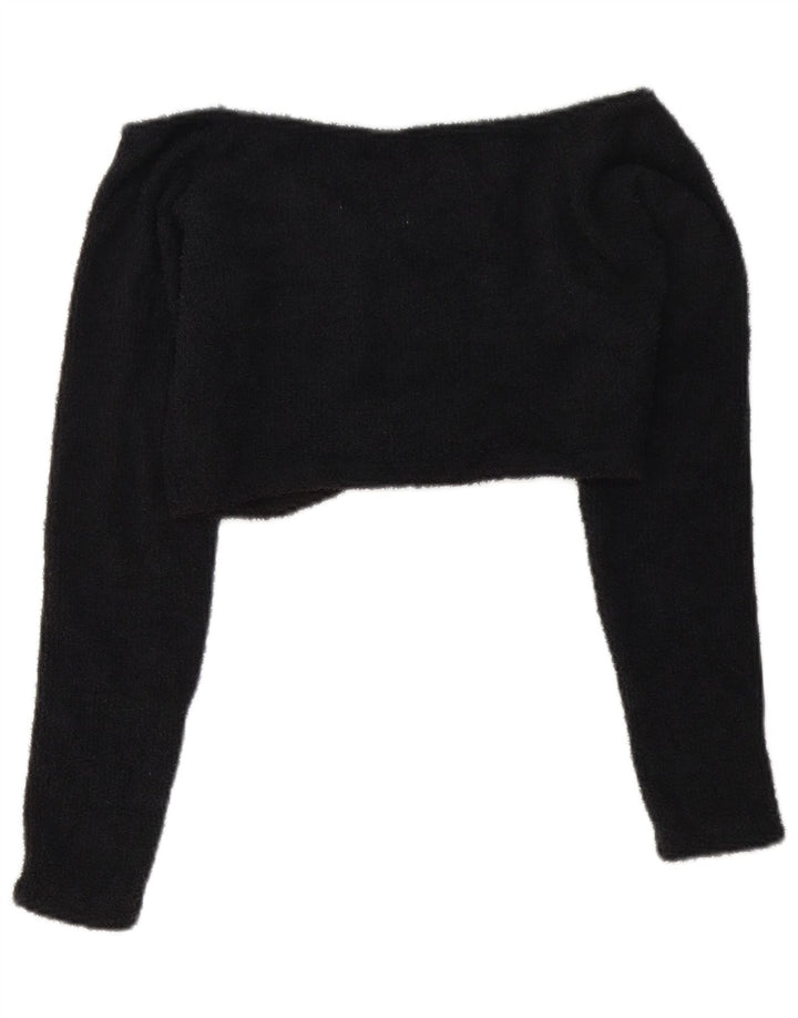 Adidas Γυναικείο Crop Fleece Off Shoulder Top UK 12 Medium Black Polyester