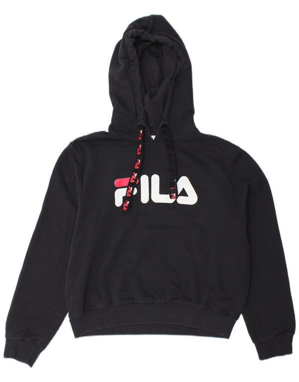 Fila Γυναικείο Γραφικό Hoodie Jumper UK 14 Μεσαίο μαύρο βαμβακερό