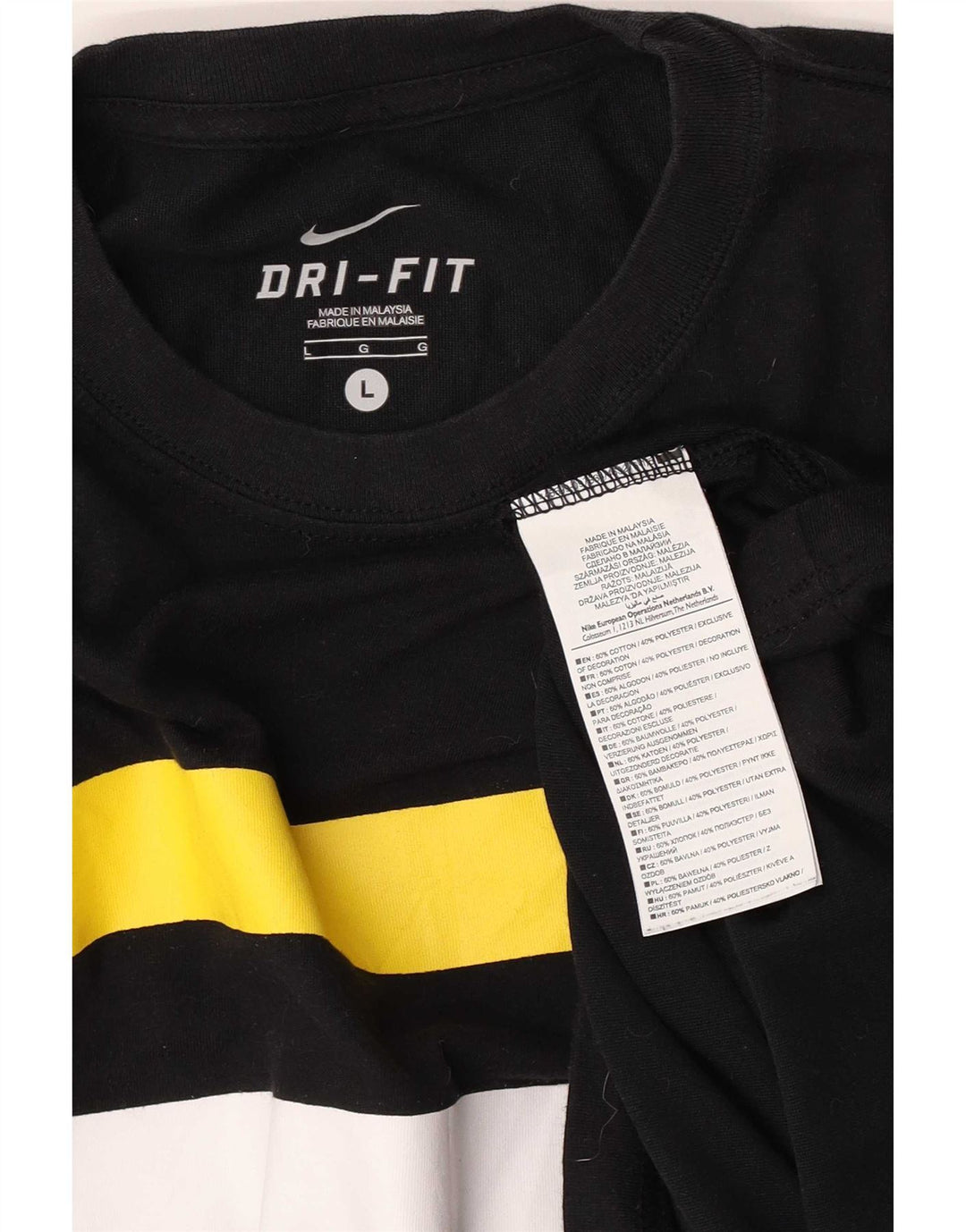 Ανδρικό T-shirt Nike Dri Fit Top Large Black Colorblock Πολυεστέρας