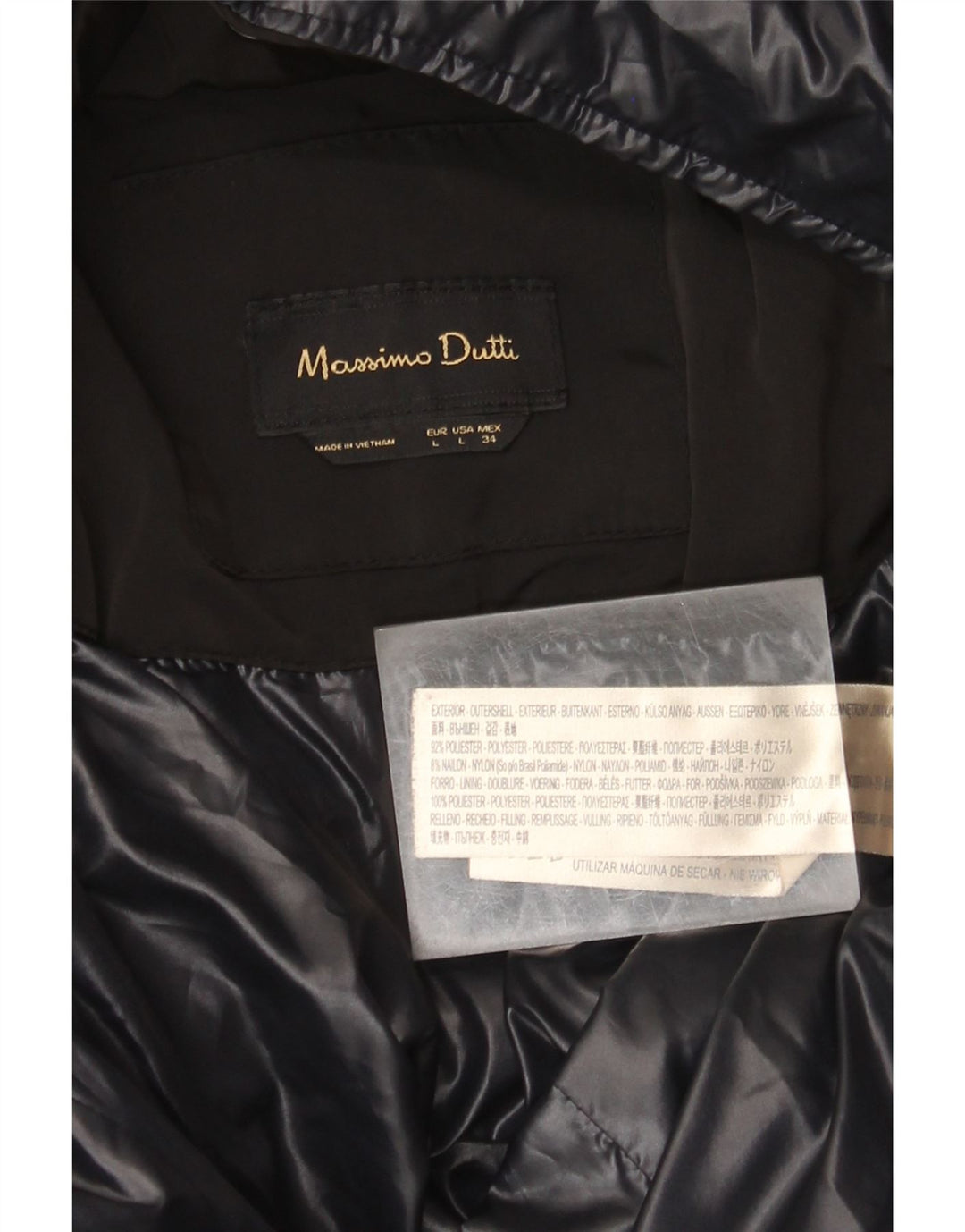 Massimo Dutti Γυναικείο παλτό UK 16 Large Μαύρο Πολυεστέρας