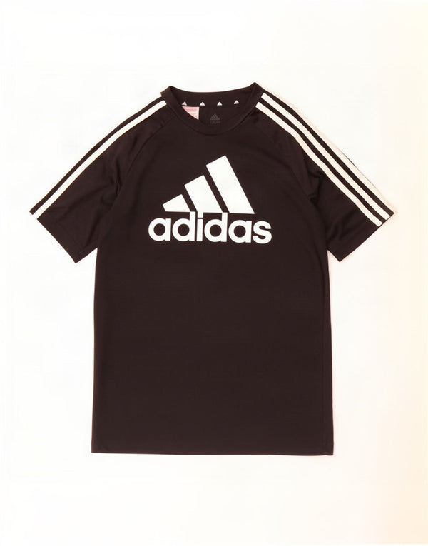 Adidas Boys Aeroready Graphic T-shirt Top 13-14 Years Black Polyester