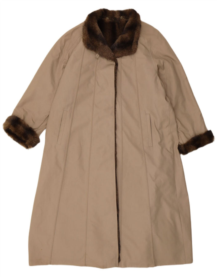 VINTAGE Γυναικείο Πανωφόρι από Faux Fur παλτό EU 40 Medium Beige Polyester