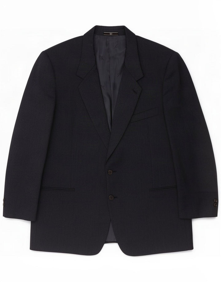 Valentino Mens 2 Button Blazer Jacket IT 56 3XL Navy Blue Virgin Wool