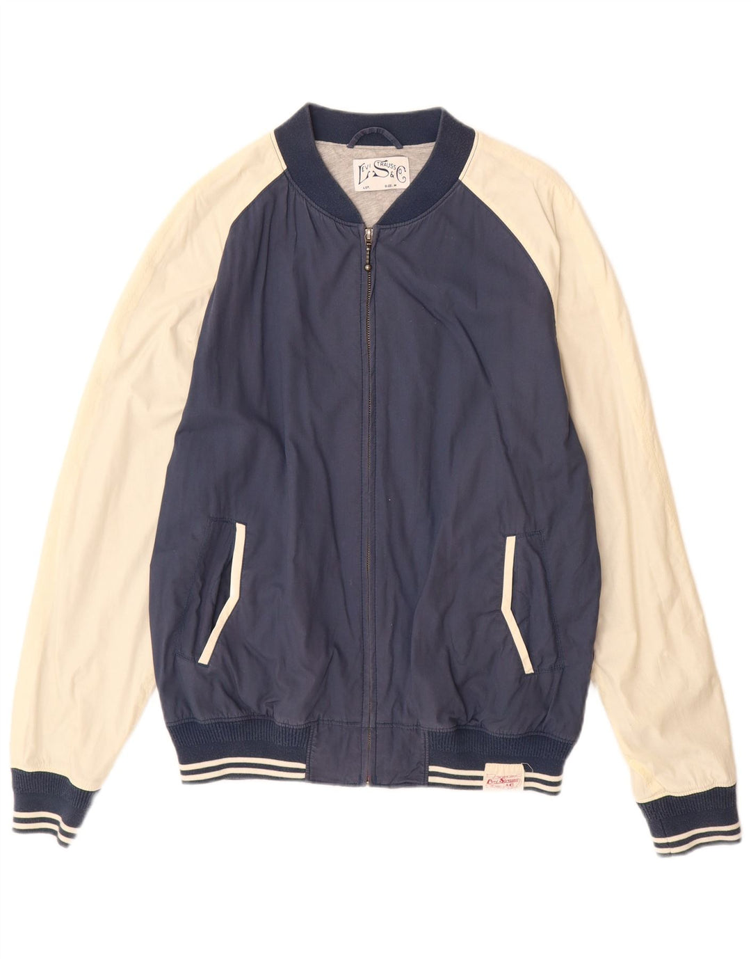 Levi's Mens Bomber Jacket UK 38 Medium Navy Blue Colourblock Cotton