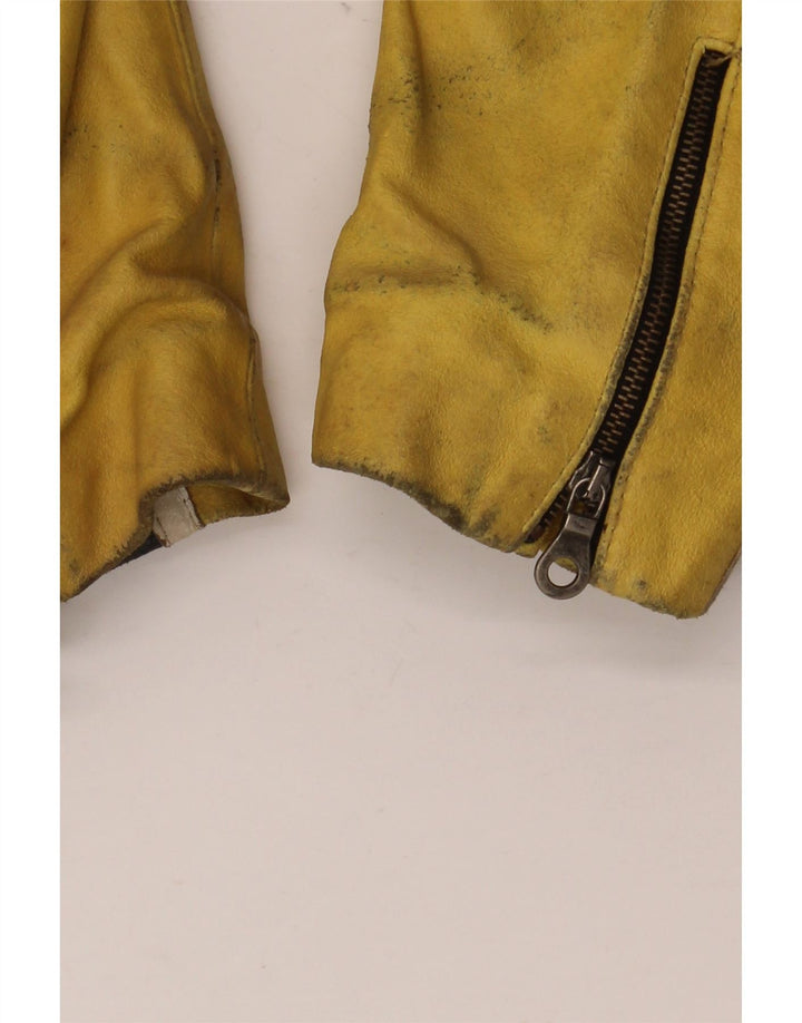 VINTAGE Ανδρικό Δερμάτινο Μπουφάν Racer IT 48 Medium Black Colourblock Leather