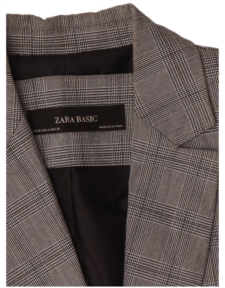 Zara Γυναικείο μπουφάν σακάκι με 1 κουμπί EU 36 XS Γκρι Houndstooth Πολυεστέρας