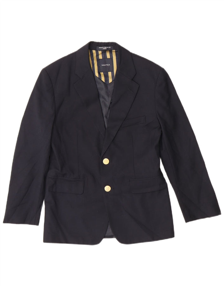 NAUTICA Boys 2 Button Blazer Jacket 11-12 Years Navy Blue Polyester