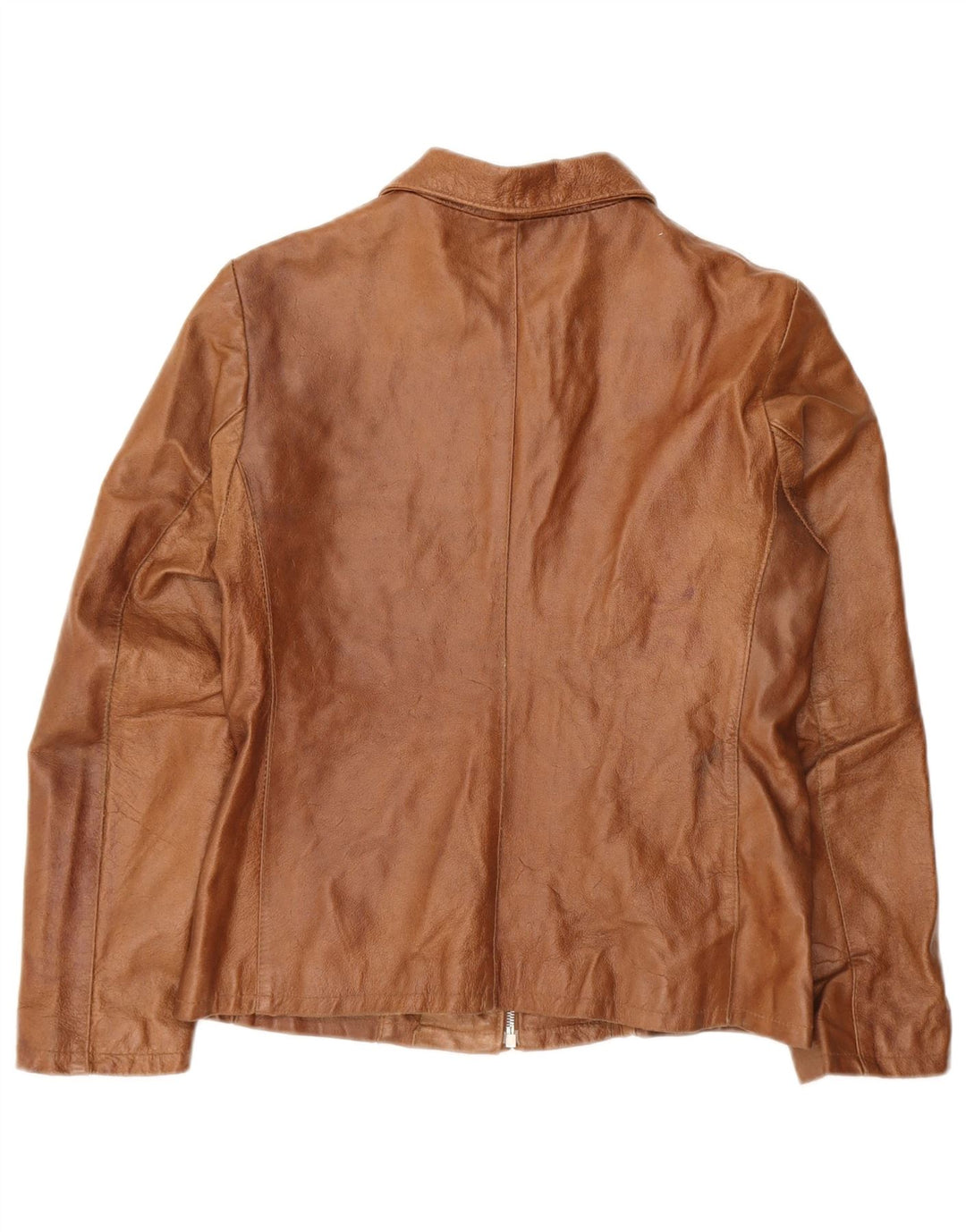 FERRONE Womens Leather Jacket UK 12 Medium Brown Leather