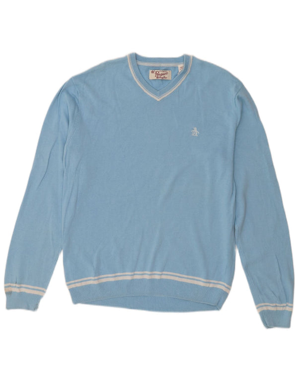 Penguin Γυναικείο πουλόβερ με λαιμόκοψη UK 16 μεγάλο μπλε βαμβακερό