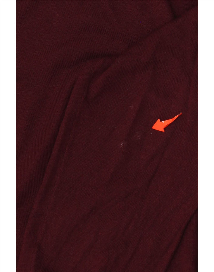 Zara Γυναικείο πουλόβερ με λαιμόκαυστο UK 14 Medium Maroon Viscose