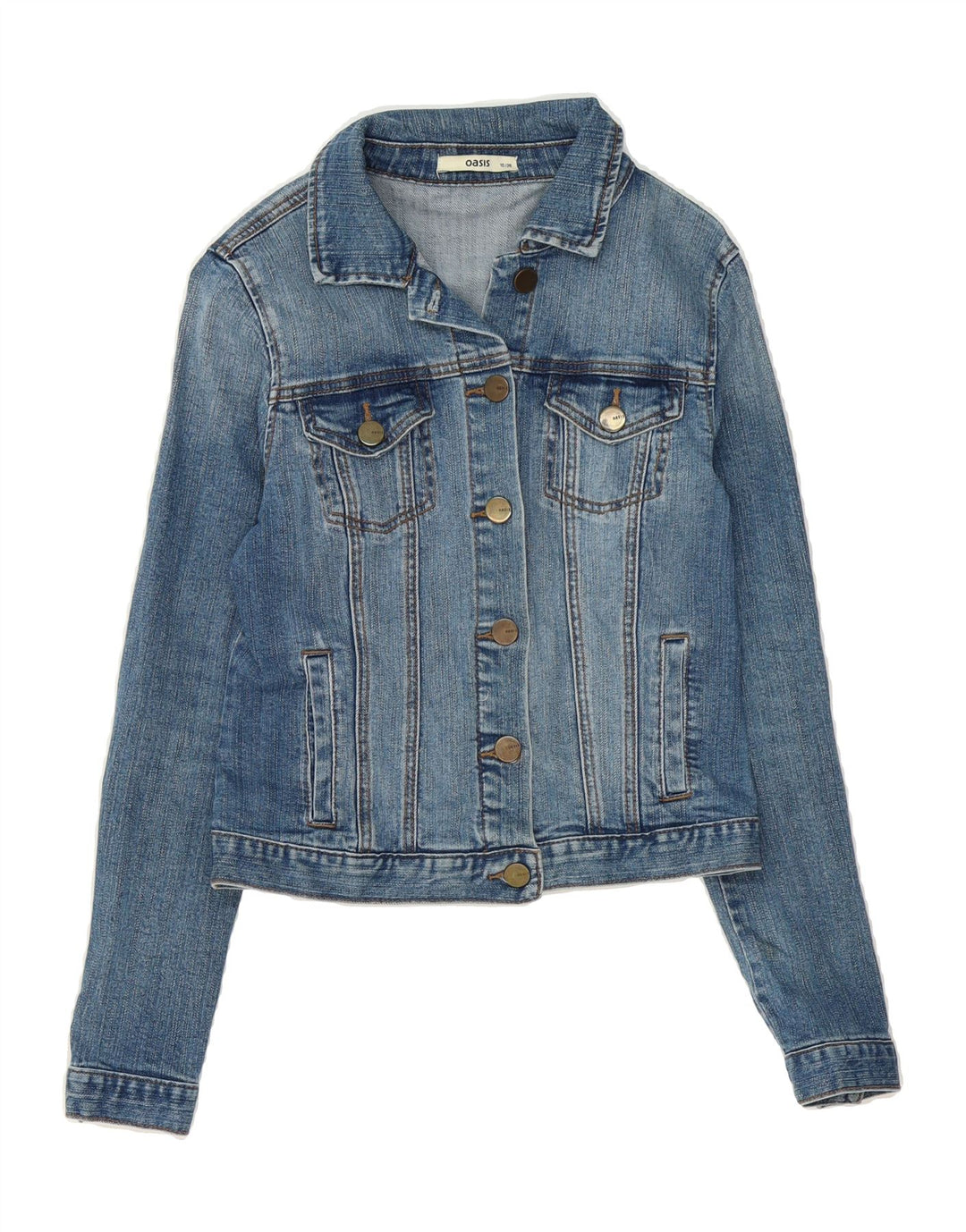OASIS Womens Crop Denim Jacket UK 10 Small Blue Cotton Vintage Oasis and Second-Hand Oasis from Messina Hembry 