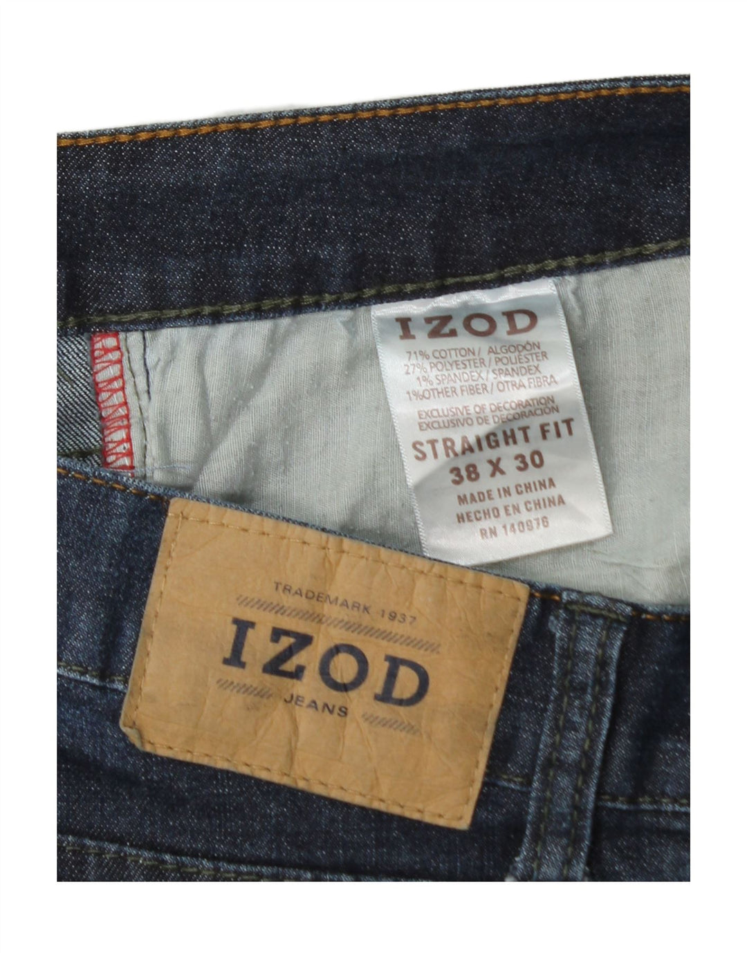 IZOD Mens Straight Jeans W38 L30 Navy Blue Cotton Vintage Izod and Second-Hand Izod from Messina Hembry 