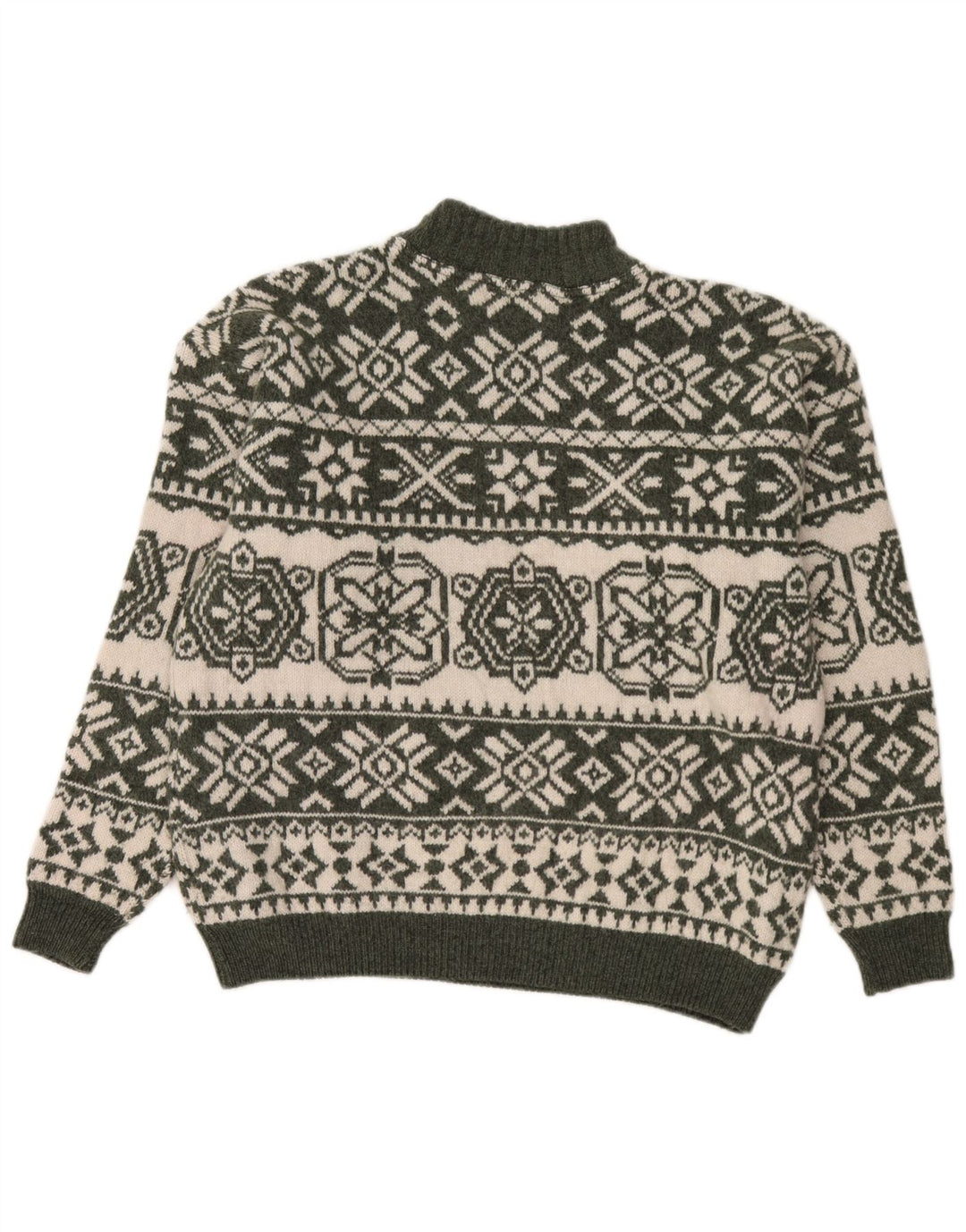 Ανδρικό πουλόβερ με λαιμό χελώνα Bromley Large Green Fair Isle