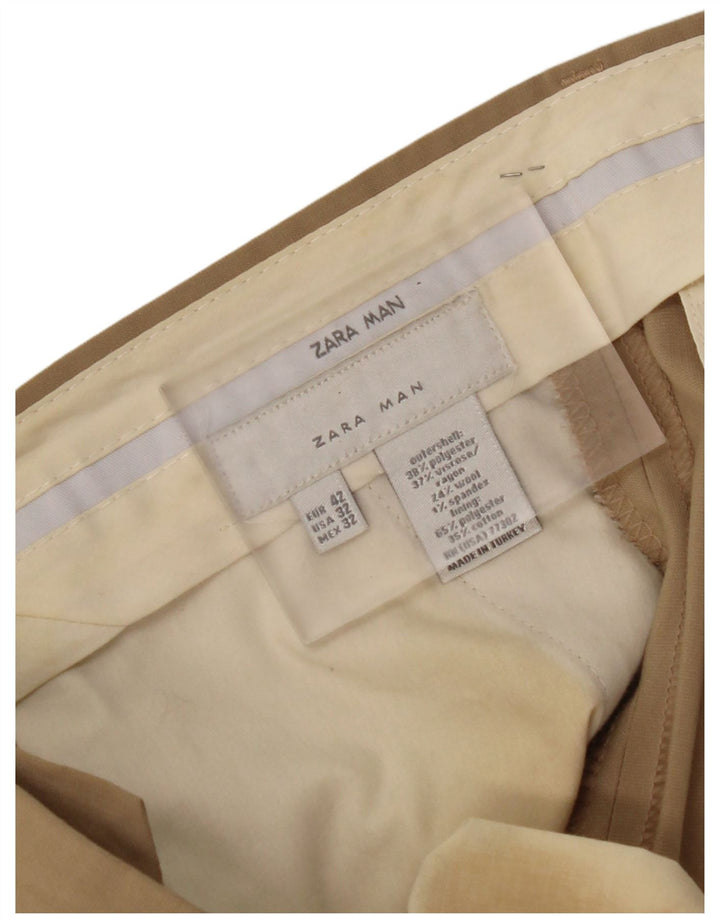 ZARA Ανδρικό ίσιο παντελόνι EU 42 Large W32 L32 Beige Polyester