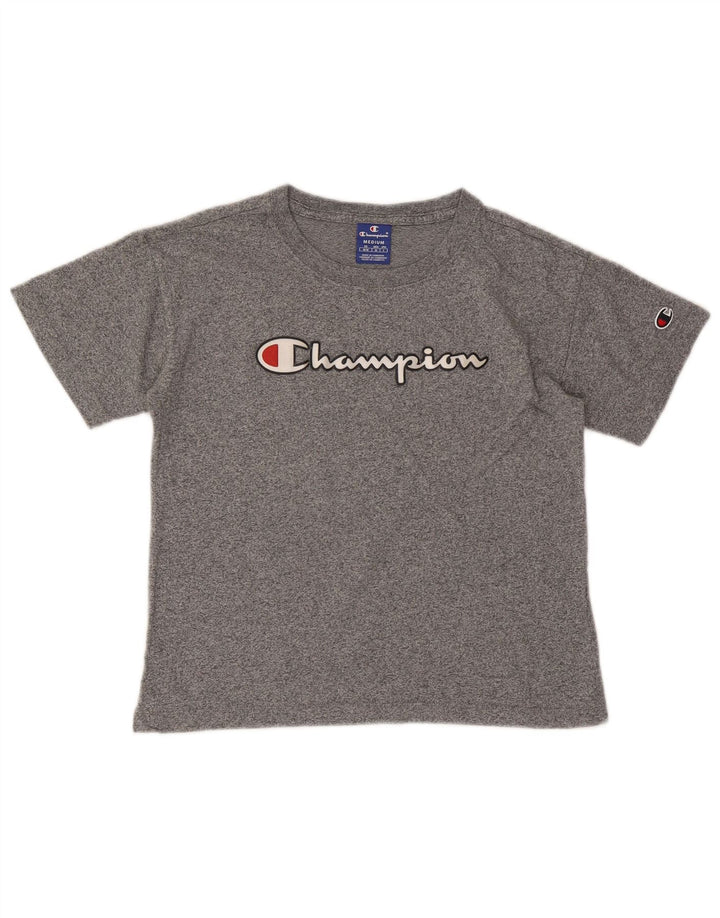 Champion Womens Graphic T-Shirt Top UK 12 Medium Grey