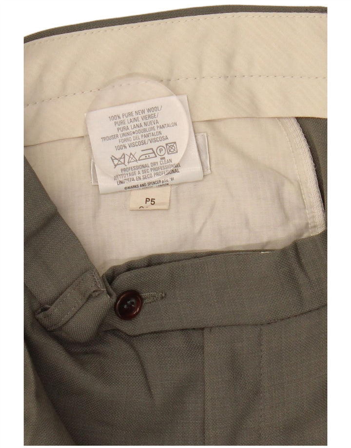 Marks & Spencer Ανδρικό παντελόνι με καρφίτσα W34 L31 Γκρι μαλλί