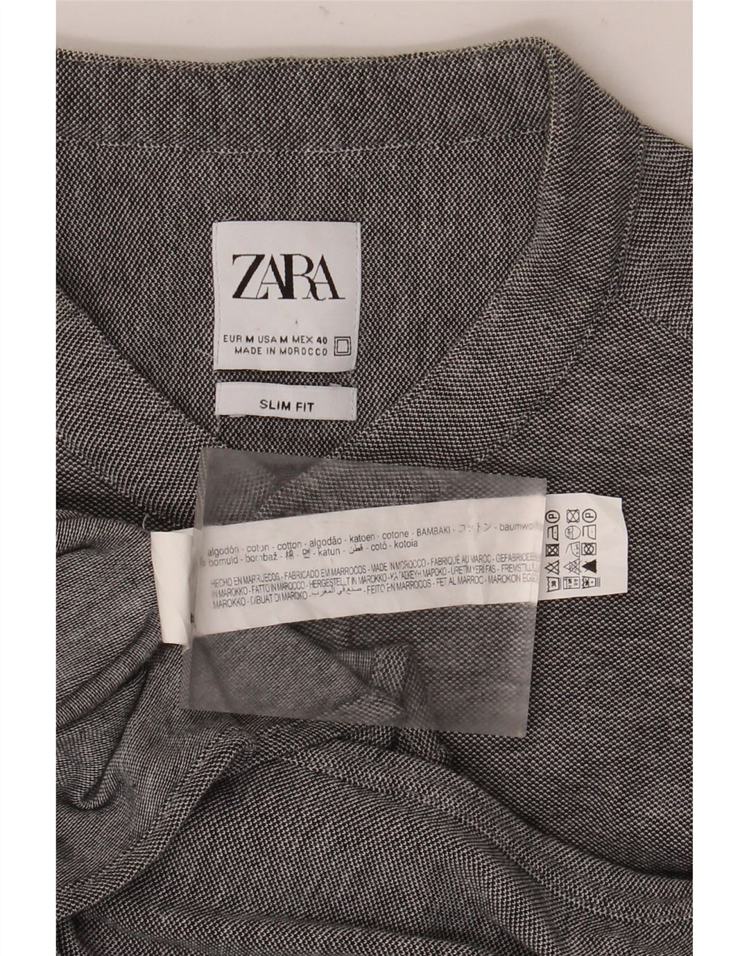 Ανδρικό πουκάμισο Zara Slim Fit Μεσαίο γκρι βαμβακερό