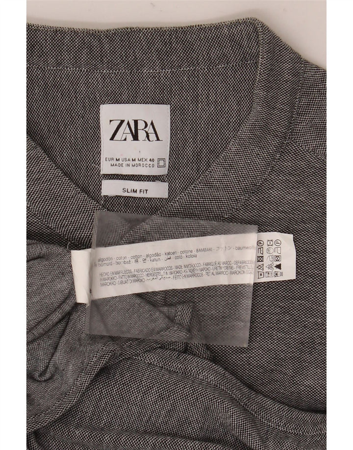 Ανδρικό πουκάμισο Zara Slim Fit Μεσαίο γκρι βαμβακερό