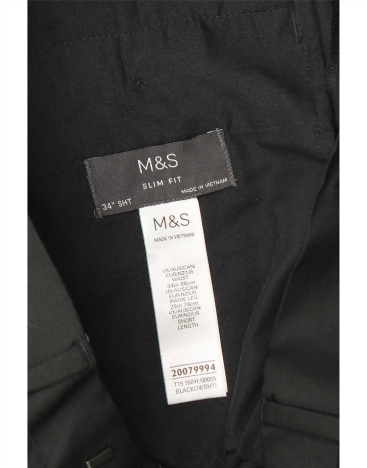 Marks & Spencer Ανδρικό Slim Fit Παντελόνι W34 L29 Μαύρο Πολυεστέρα