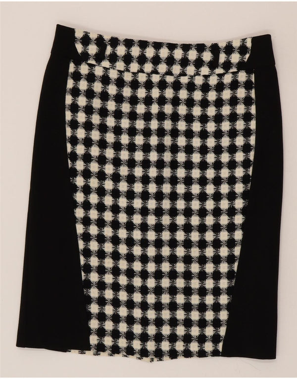 Vintage γυναικεία ίσια φούστα UK 16 Large W34 Μαύρο γεωμετρικό ακρυλικό