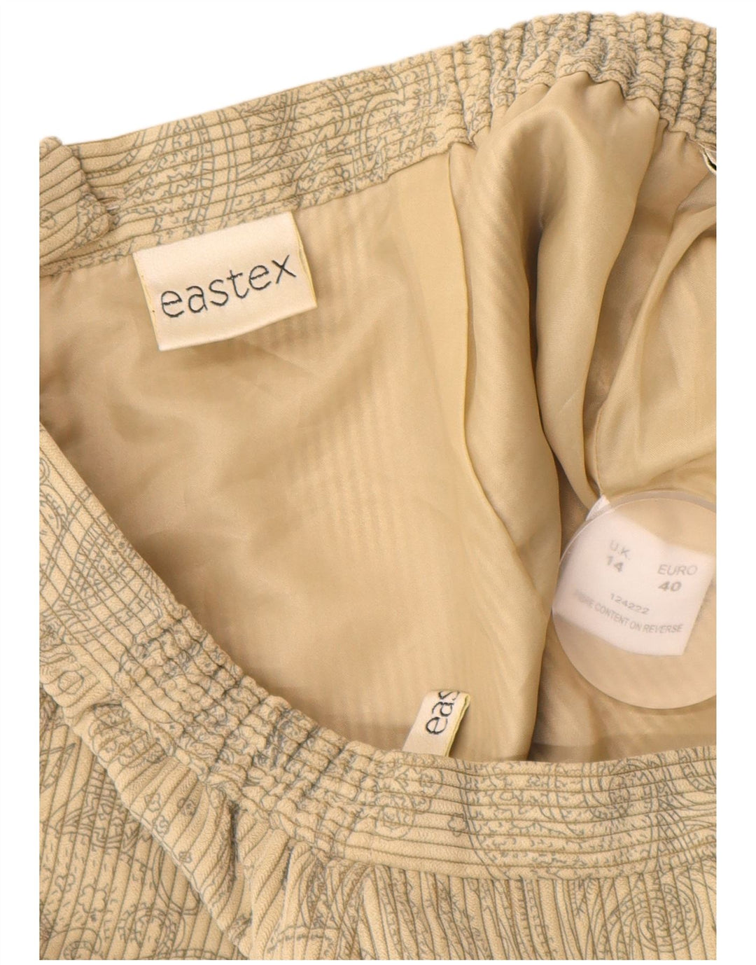 EASTEX Γυναικεία κοτλέ ίσια φούστα UK 14 Medium Beige Floral Polyester