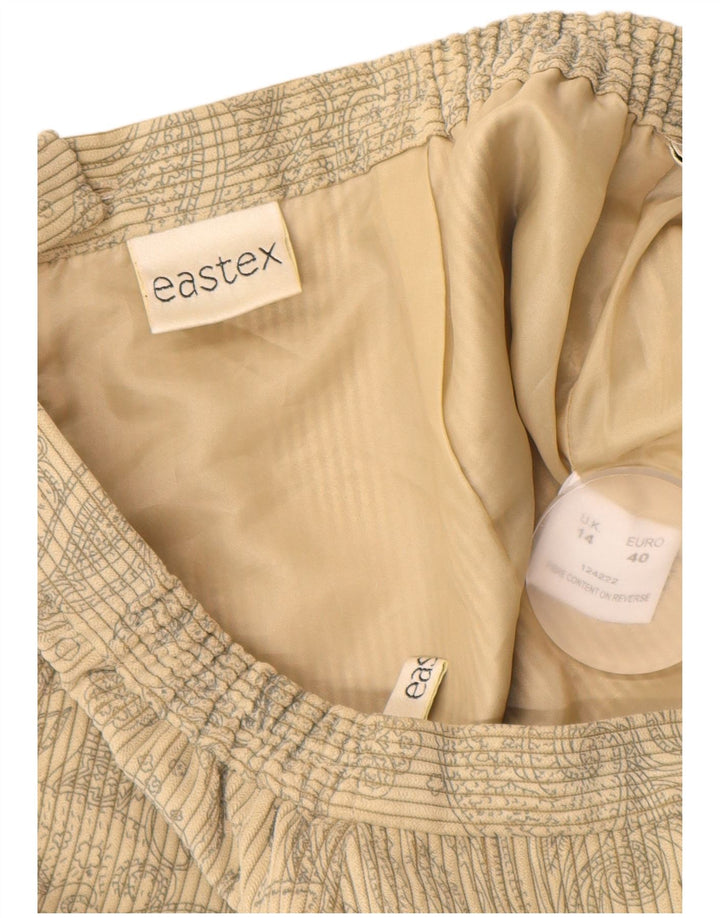 EASTEX Γυναικεία κοτλέ ίσια φούστα UK 14 Medium Beige Floral Polyester
