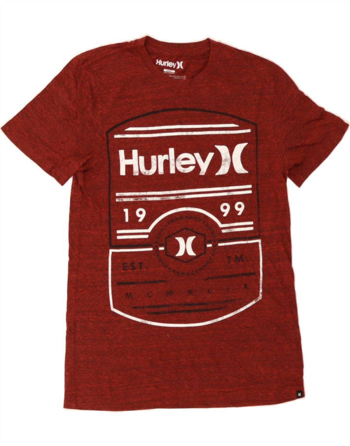 HURLEY Mens Graphic T-Shirt Top Small Red Flecked Polyester Vintage Hurley and Second-Hand Hurley from Messina Hembry 