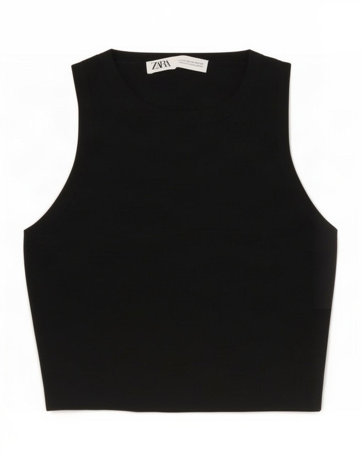 Zara Γυναικείο Γιλέκο Crop UK 12 Medium Black