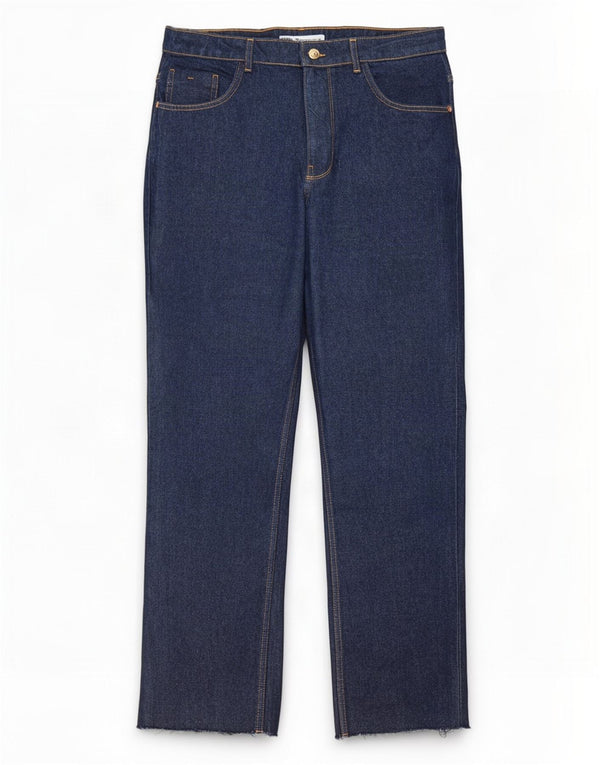 Zara Γυναικείο Straight Jeans EU 44 XL W34 L28 Navy Blue Cotton