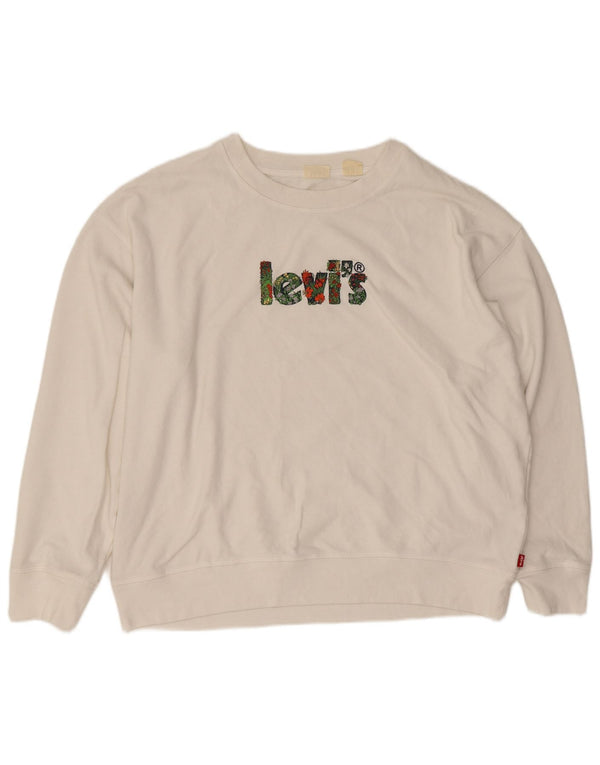 Γυναικείο γραφικό φούτερ Levi's Jumper UK 18 XL Λευκό βαμβακερό