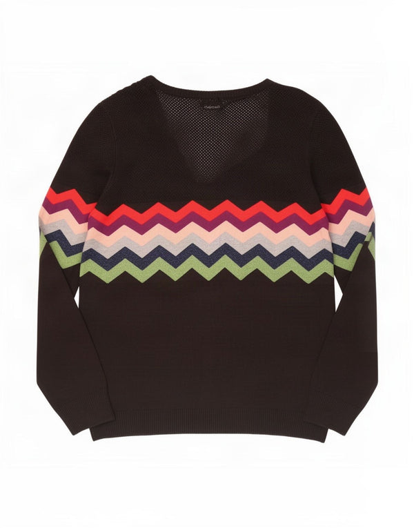 Desigual γυναικείο πουλόβερ με λαιμόκοψη UK 18 XL μαύρο Chevron βισκόζη