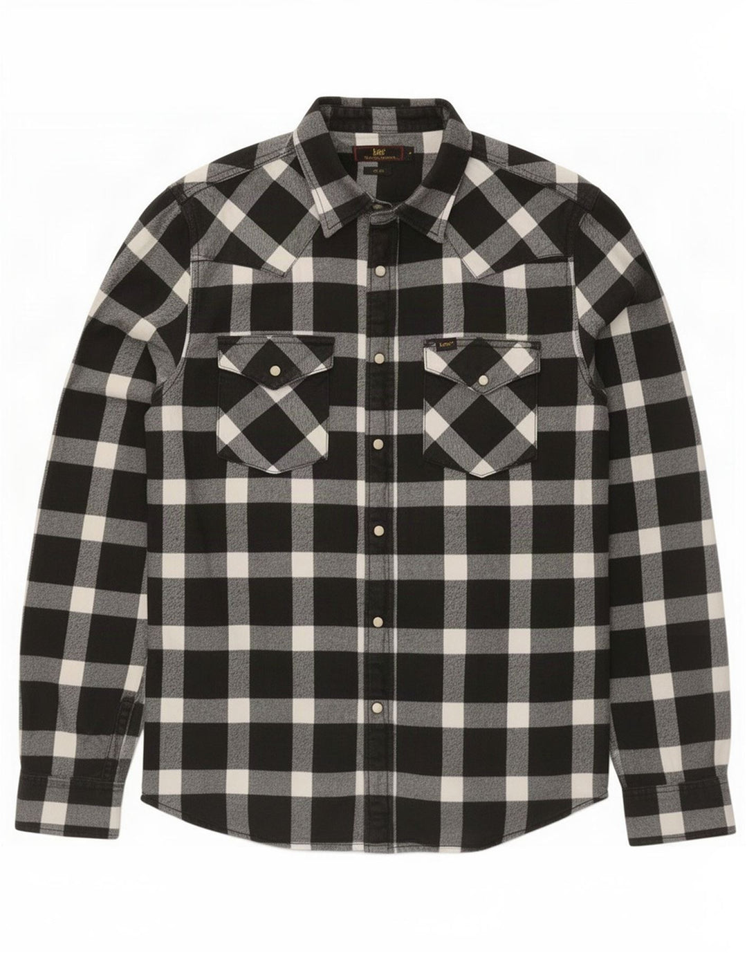 Ανδρικό φανελένιο πουκάμισο Lee Slim Fit, μεσαίο μαύρο βαμβακερό