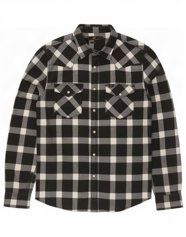 Ανδρικό φανελένιο πουκάμισο Lee Slim Fit, μεσαίο μαύρο βαμβακερό