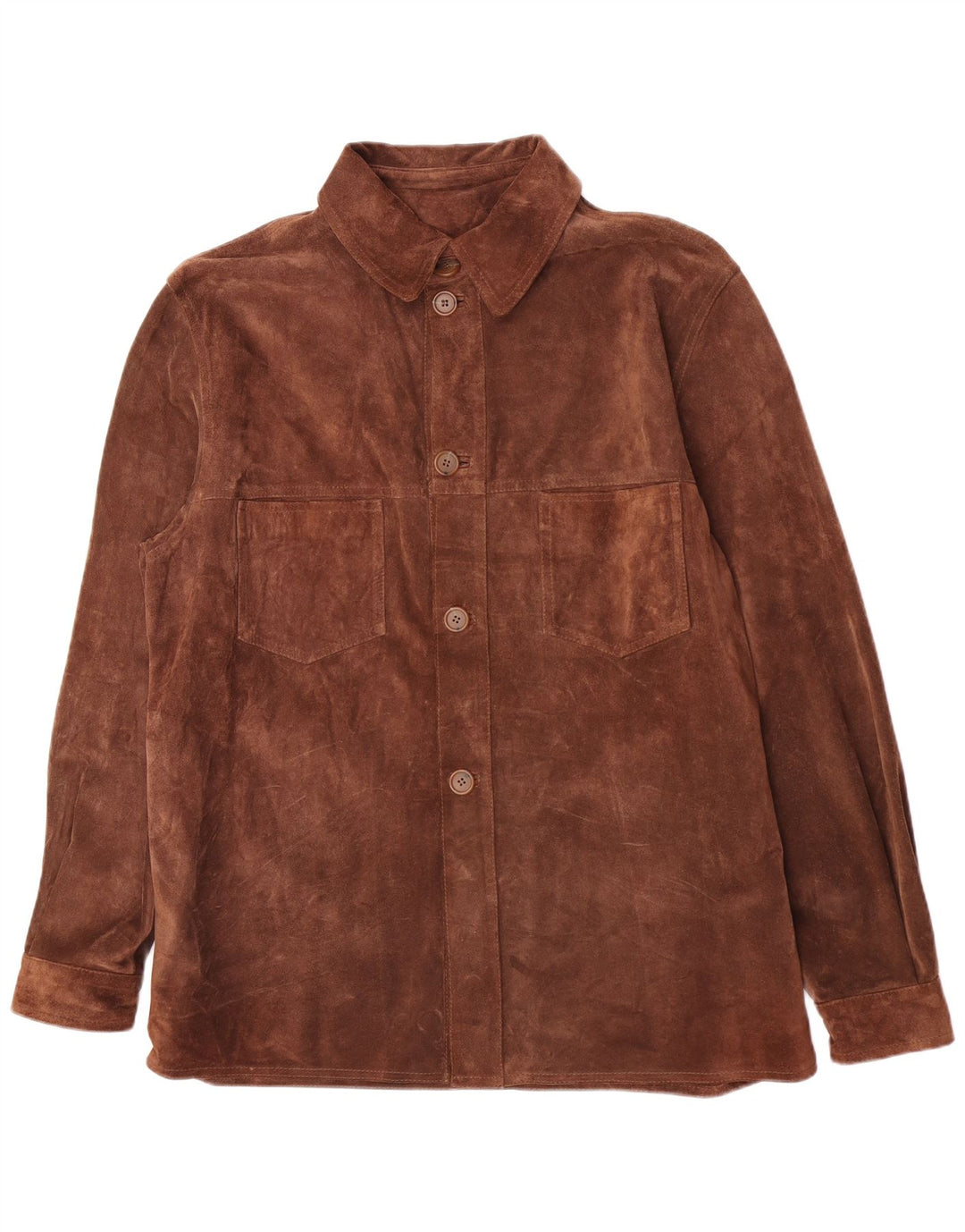 Vintage Ανδρικό Suede πουκάμισο IT 50 Μεσαίο Καφέ