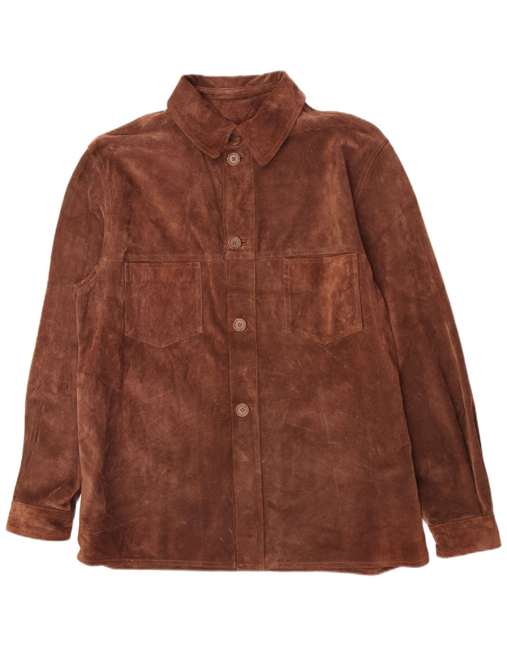 Vintage Ανδρικό Suede πουκάμισο IT 50 Μεσαίο Καφέ