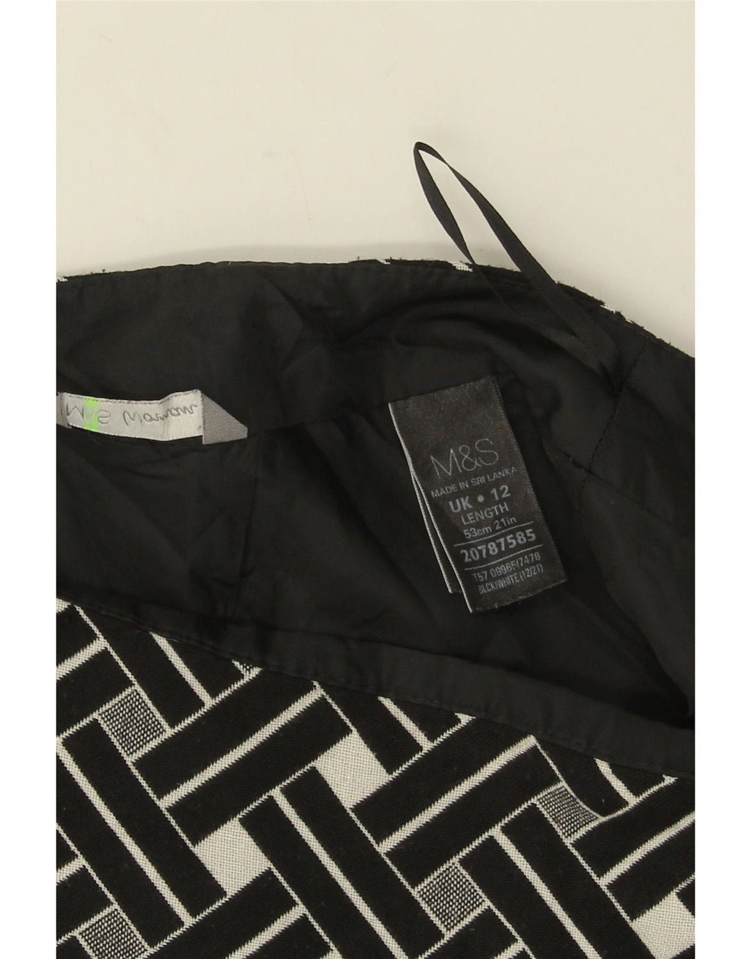 Marks & Spencer Γυναικεία ίσια φούστα UK 12 Medium W32 Μαύρη γεωμετρική