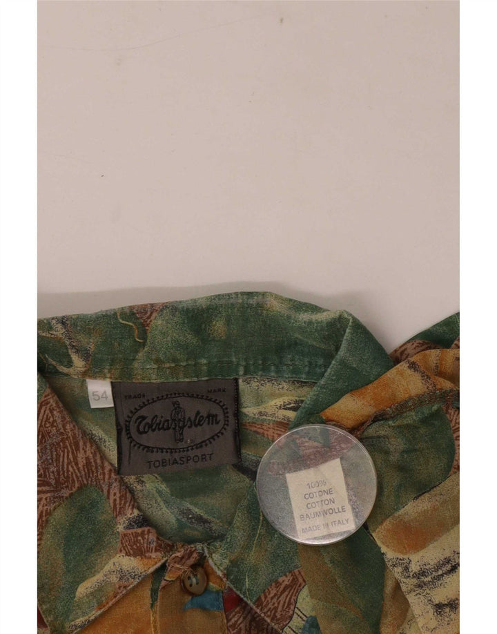 Vintage ανδρικό κοντομάνικο πουλόβερ πουκάμισο IT 54 XL πολύχρωμο φλοράλ