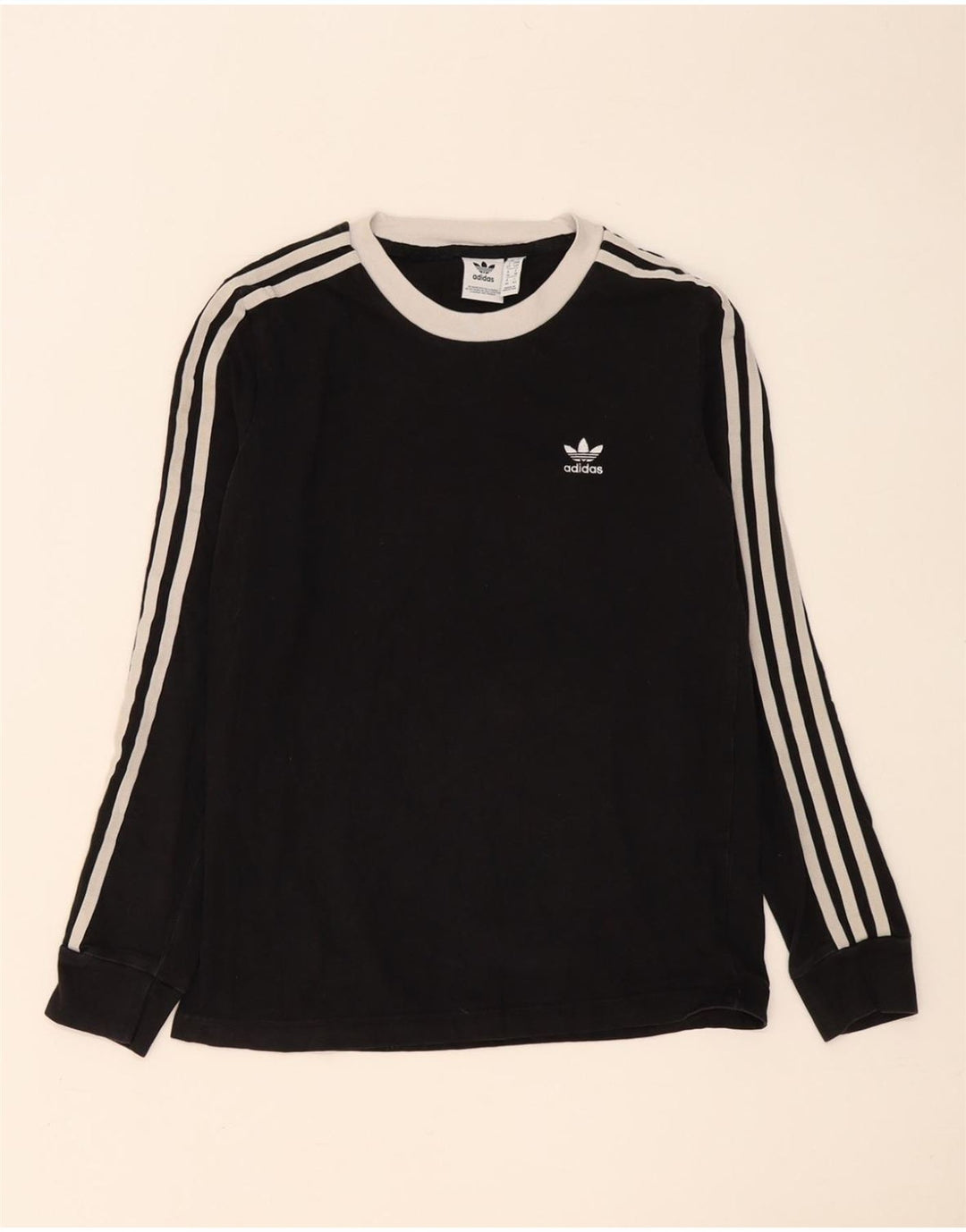 Γυναικείο τοπ Adidas μακρυμάνικο UK 10 Small μαύρο βαμβακερό