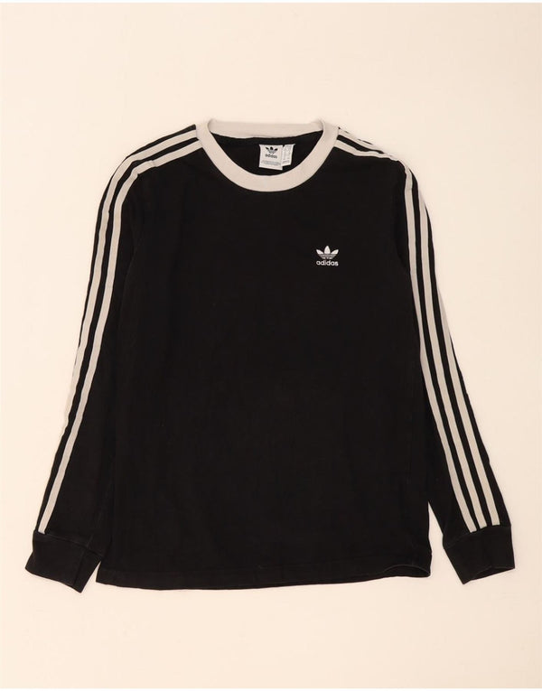 Γυναικείο τοπ Adidas μακρυμάνικο UK 10 Small μαύρο βαμβακερό