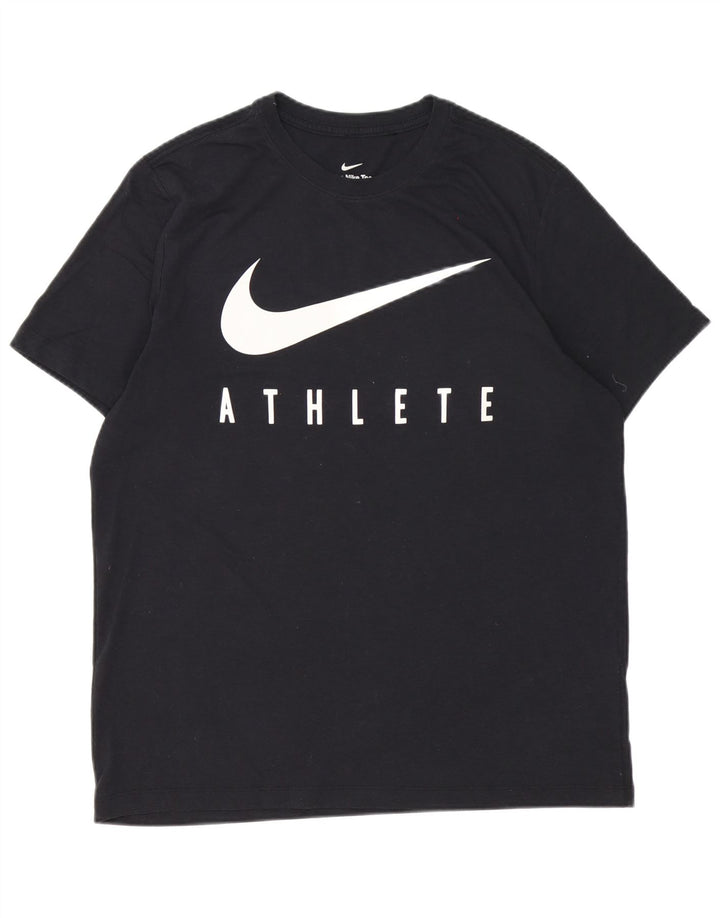 Ανδρικό γραφικό μπλουζάκι Nike Dri Fit, μαύρο πολυεστέρα