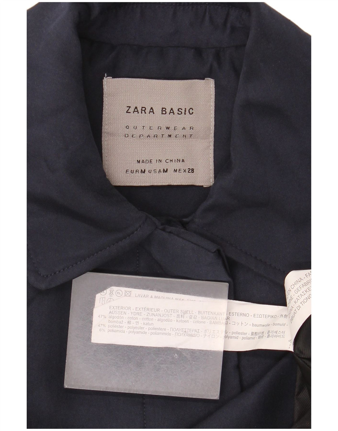 Zara Γυναικείο Πανωφόρι UK 14 Medium Navy Blue Cotton