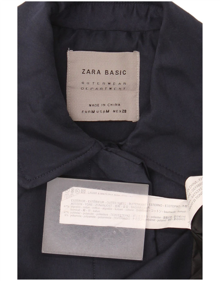 Zara Γυναικείο Πανωφόρι UK 14 Medium Navy Blue Cotton