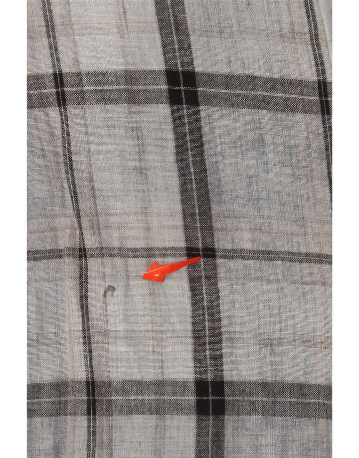 PAUL & SHARK Mens Tall Short Sleeve Shirt Medium Blue Plaid Linen