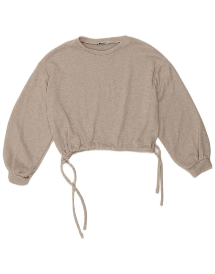 Zara Γυναικεία Crop Μπλούζα Τοπ UK 16 Large Grey Flecked Polyester