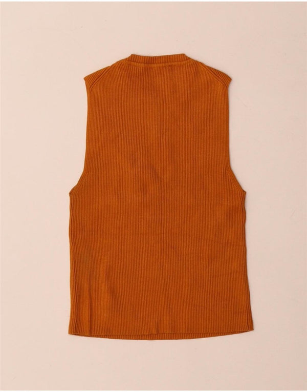 Zara Γυναικείο Crop Vest Top UK 8 Μικρή πορτοκαλί βισκόζη