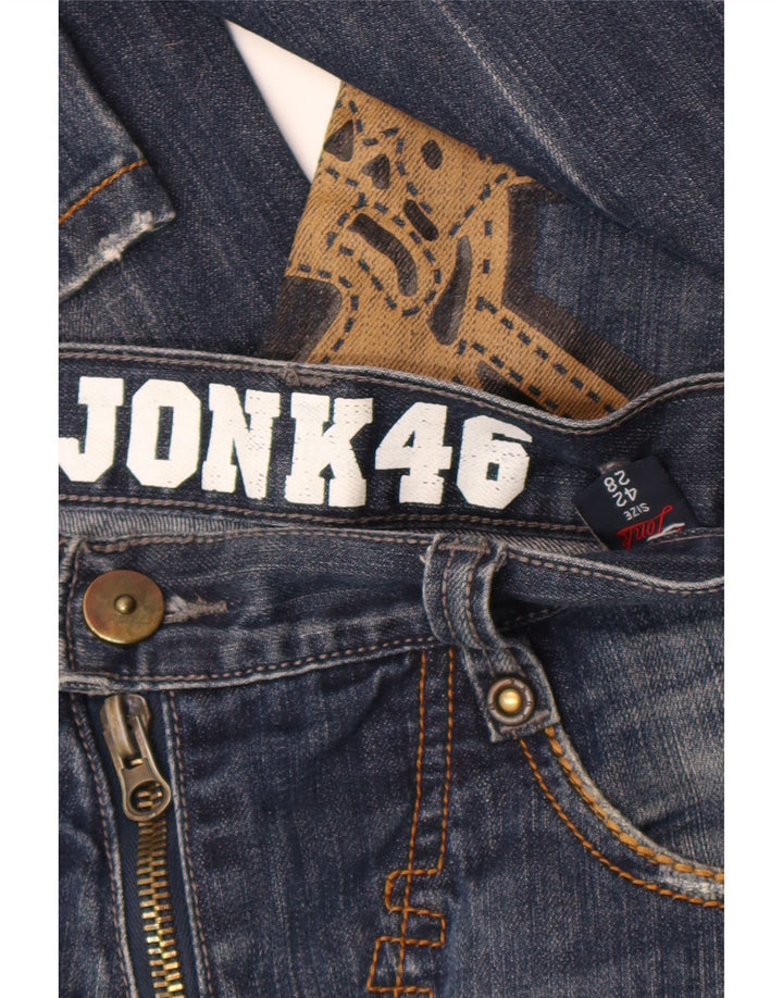 Jonk 46 Γυναικείο ίσιο τζιν γραφικό IT 42 Medium W28 L34 Navy Blue Cotton