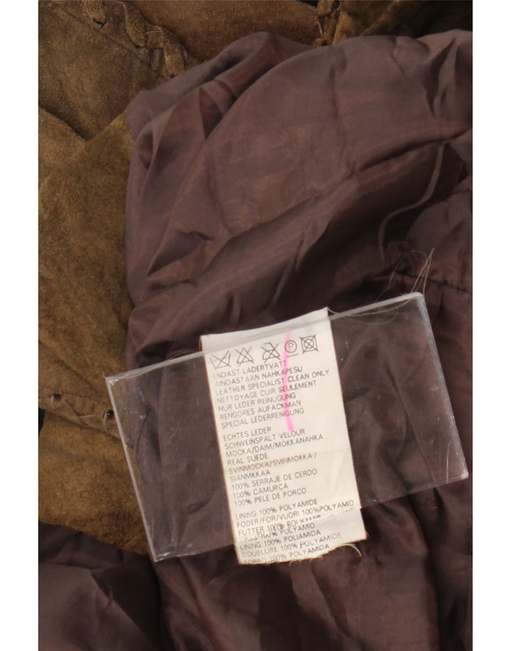 VINTAGE Γυναικείο Suede Jacket UK 16 Large Brown Δερμάτινο