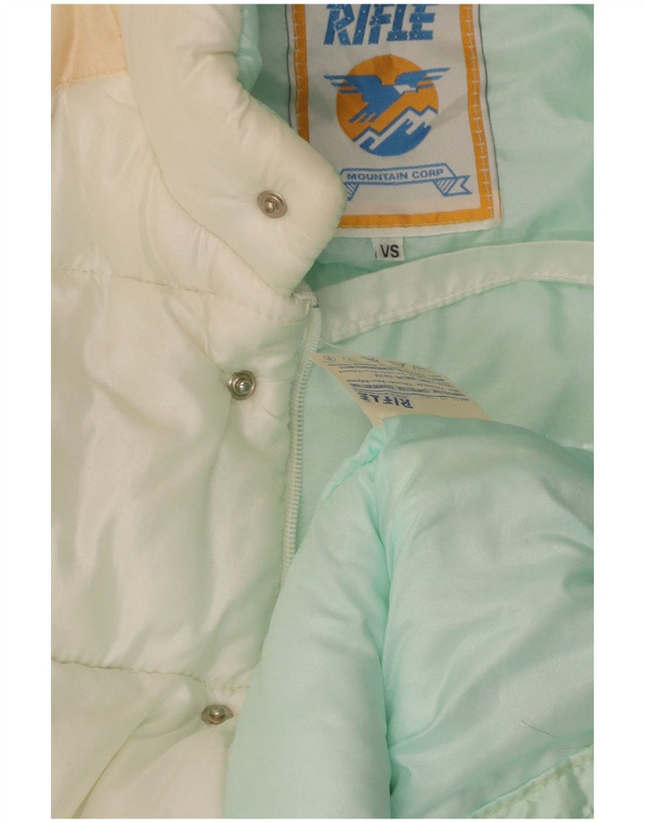 RIFLE Womens Oversized Padded Jacket UK 10 Small Off White Colourblock